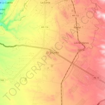 Mappa topografica El Triunfo, altitudine, rilievo
