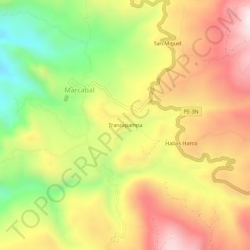 Mappa topografica Trancapampa, altitudine, rilievo