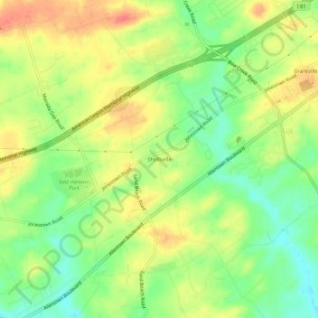 Mappa topografica Shellsville, altitudine, rilievo