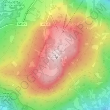 Mappa topografica Kreuzberg (Rhön), altitudine, rilievo