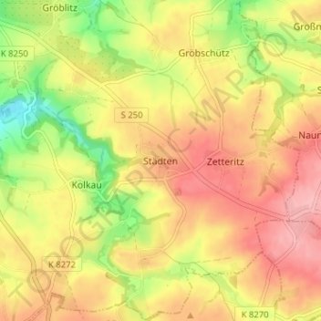 Mappa topografica Städten, altitudine, rilievo