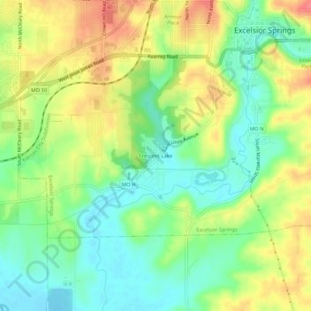 Mappa topografica Crescent Lake, altitudine, rilievo