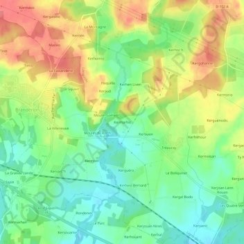 Mappa topografica Kermarhic, altitudine, rilievo