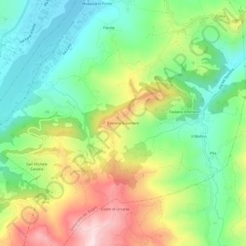 Mappa topografica Faviano Superiore, altitudine, rilievo