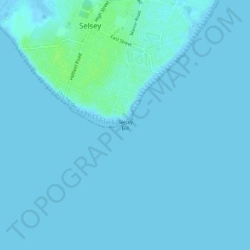 Mappa topografica Selsey Bill, altitudine, rilievo