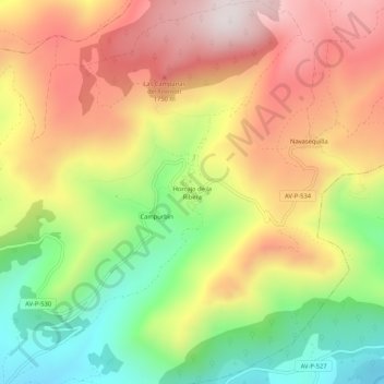 Mappa topografica Horcajo de la Ribera, altitudine, rilievo