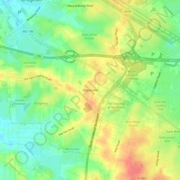 Mappa topografica Pattonville, altitudine, rilievo