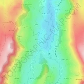 Mappa topografica Escorolles, altitudine, rilievo