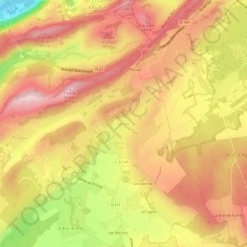 Mappa topografica Le Croc, altitudine, rilievo