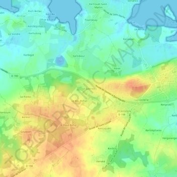 Mappa topografica Le Spernec, altitudine, rilievo