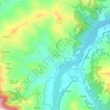 Mappa topografica Cedogno, altitudine, rilievo