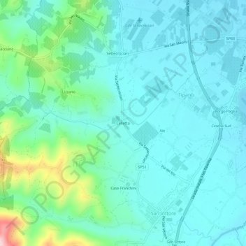 Mappa topografica Celletta, altitudine, rilievo
