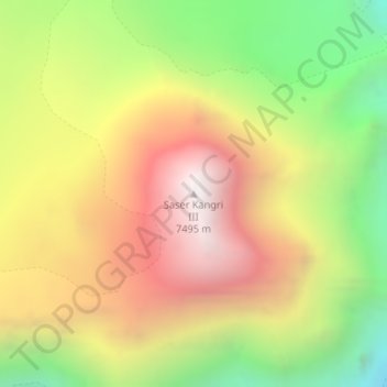 Mappa topografica Saser Kangri III, altitudine, rilievo