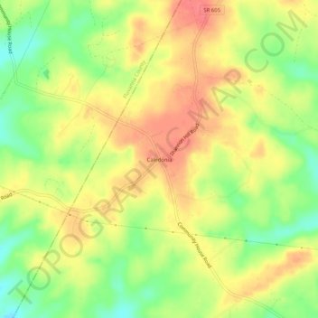 Mappa topografica Caledonia, altitudine, rilievo