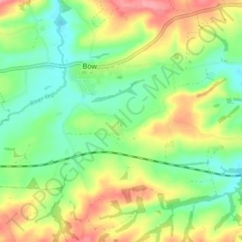 Mappa topografica Nymet Tracey, altitudine, rilievo