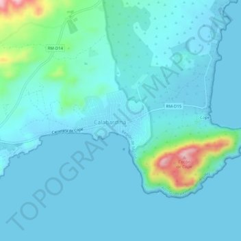 Mappa topografica Calabardina, altitudine, rilievo