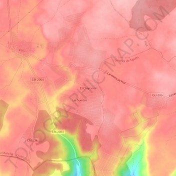 Mappa topografica El Chaparral, altitudine, rilievo