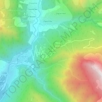 Mappa topografica Chabanier, altitudine, rilievo