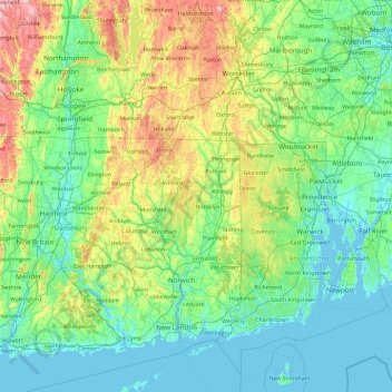 Mappa topografica Windham, altitudine, rilievo