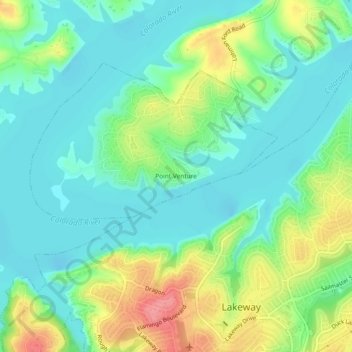 Mappa topografica Point Venture, altitudine, rilievo