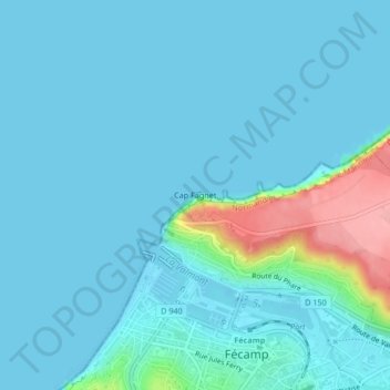 Mappa topografica Cap Fagnet, altitudine, rilievo