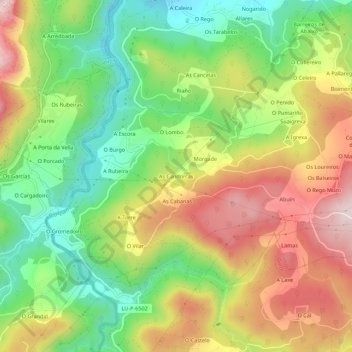 Mappa topografica As Candorcas, altitudine, rilievo