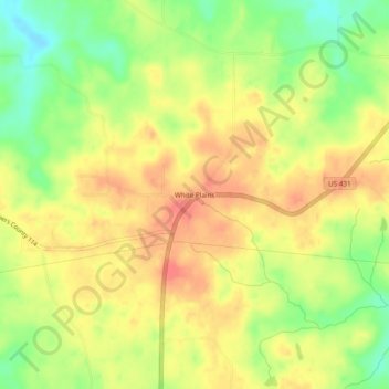Mappa topografica White Plains, altitudine, rilievo