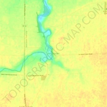 Mappa topografica New Haven, altitudine, rilievo