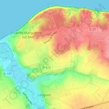 Mappa topografica Blancmesnil, altitudine, rilievo