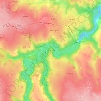 Mappa topografica La Ronceraie, altitudine, rilievo