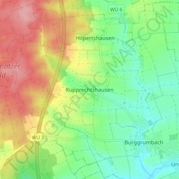 Mappa topografica Rupprechtshausen, altitudine, rilievo