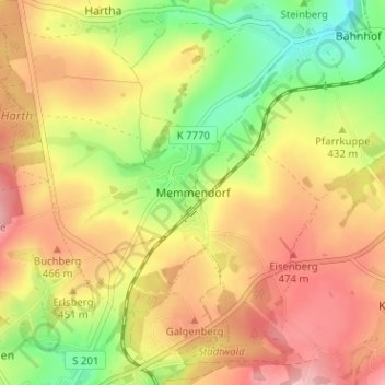 Mappa topografica Memmendorf, altitudine, rilievo