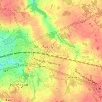 Mappa topografica Toull al Lann, altitudine, rilievo