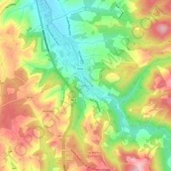 Mappa topografica Sambuca, altitudine, rilievo