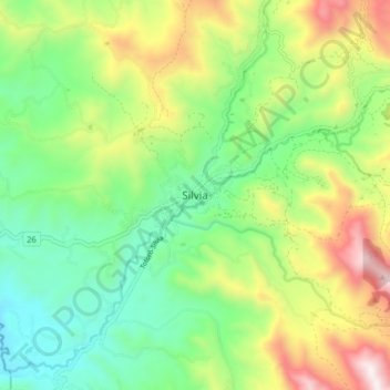 Mappa topografica Silvia, altitudine, rilievo