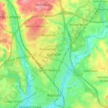 Mappa topografica Garston, altitudine, rilievo