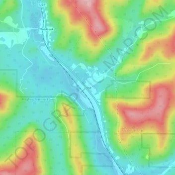 Mappa topografica Tiona, altitudine, rilievo