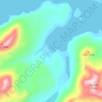 Mappa topografica Attu, altitudine, rilievo