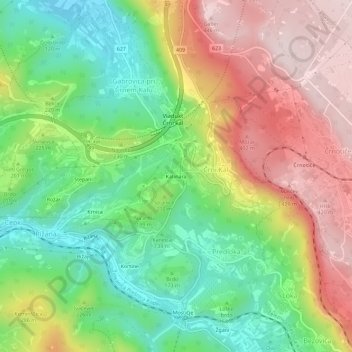 Mappa topografica Katinara, altitudine, rilievo