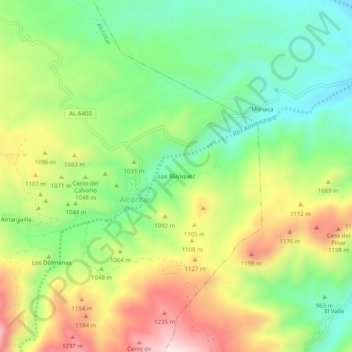 Mappa topografica Los Blánquez, altitudine, rilievo