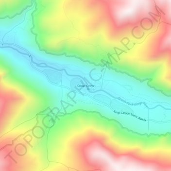 Mappa topografica Cedar Grove, altitudine, rilievo