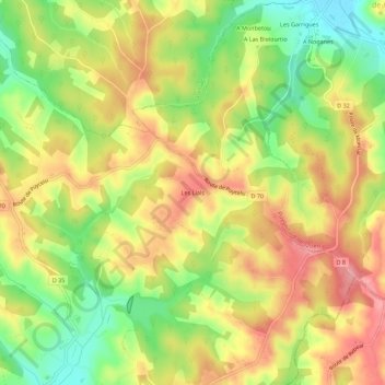 Mappa topografica Les Lials, altitudine, rilievo