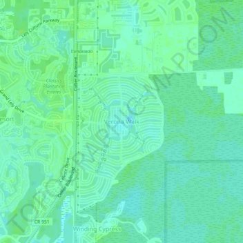 Mappa topografica Verona Walk, altitudine, rilievo