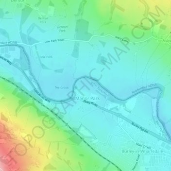 Mappa topografica Wharfedale, altitudine, rilievo