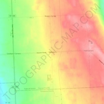 Mappa topografica Belltown, altitudine, rilievo