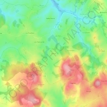 Mappa topografica Perrin, altitudine, rilievo