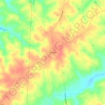 Mappa topografica Ashland, altitudine, rilievo