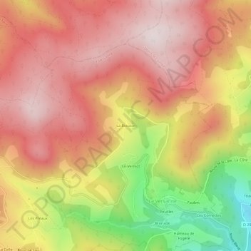 Mappa topografica La Biousse, altitudine, rilievo