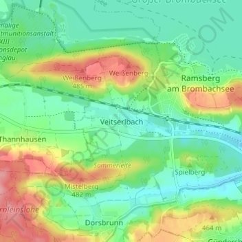 Mappa topografica Veitserlbach, altitudine, rilievo