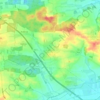 Mappa topografica Lauterbach, altitudine, rilievo